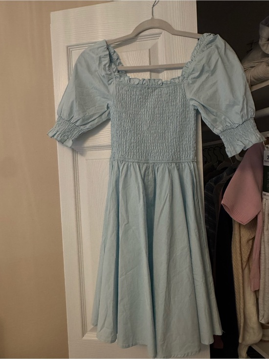 Francesca's Collections Dresses & Skirts - Francesca's Collections Light Blue Smocked Puff Sleeve Mini Dress